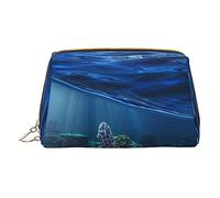 Sea Turtle Floating Up and Over Coral Printed Makeup Bag Travel Makeup Organizer Cosmetic Brush Bags Case Leather Makeup Case Zipper Pouch Toiletry Bag For Women White, One Size, bianco, Taglia unica