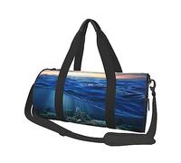 Sea Turtle Floating Up and Over Coral stampato rotondo borsone da viaggio borsa da palestra fitness borsa da allenamento nero, taglia unica, Nero , Taglia unica