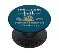 Sea Turtle I Will Walk By Faith Not Sight When I Cannot See PopSockets PopGrip Adesivo