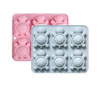 Sea Turtle Ice Cube Tray, Sea Turtle Silicone Molds, Turtle Mold for Making Ice Cube, 6-Cavity, Chocolate, Soap, Cake, Jello, Crayon, Turtle Mold for Baking (Pink+Gray)
