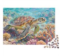 Sea Turtle Jigsaw Puzzle 1000 Pezzi Per Adulti,Coral Reef Gioco Diabilità Impossibile Puzzle Arte Gioco Intellettivo Familiare Idea Regalo Uomo E Donna 1000pcs (75x50cm)