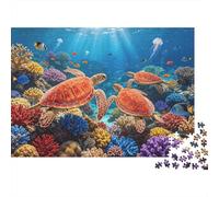 Sea Turtle Jigsaw Puzzles 1000 Piece Recycled Paper Coral Reef Puzzle per Ragazzo e Ragazza dai 6 anni in su Gioco Educativo Challenge Fun Family Game 38x26cm/1000pcs