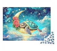 Sea Turtle Moon Star Puzzle 1000 Pezzi Adulti E Bambini Intrattenimento Creativo Puzzle Molto Difficile Decorazione Murale Stimolo Cognitivo Cartone Riciclato 38x26cm/1000pcs