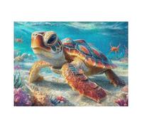 Sea Turtle Ocean Coral Puzzle 500 Pezzi Alpi Italiane Per Adulti Esperti Cartone Rigido Difficoltà Media Per Vacanze Invernali Da Passatempo Con Colla Inclusa 500 PCS（52×38cm）