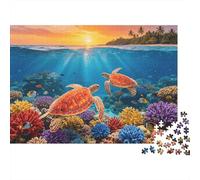 Sea Turtle Puzzle per Adulti 1000 Pezzi Riciclabile Paper Coral Reef Puzzle Gioco Educativo Challenge Ideal for Family And Friends Gifts 52x38cm/1000pcs