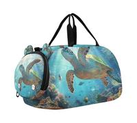Sea Turtle Realism Ocean Fish Duffel Borsone da palestra con scomparto per scarpe multifunzionale Weekender borsone da notte per spiaggia nuoto piscina sport