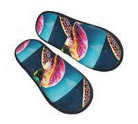 Sea Turtle Swimming In Sea1 Donna Uomo Pantofole Antiscivolo Slippers Morbide Scarpe Di Cotone Per Esterno Autunno Interno L
