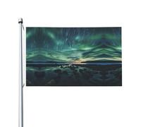Sea under the Aurora Borealis Bandiera stampata su entrambi i lati (91,4 x 152,4 cm), grande bandiera da giardino, bandiera decorativa per esterni festivi