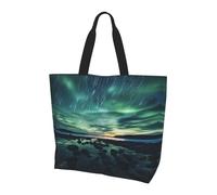 Sea under the Aurora Borealis - Borsa a tracolla da donna con stampa, grande capacità, adatta per shopping, lavoro, viaggi e palestra, Mare sotto l'Aurora Borealis, One Size