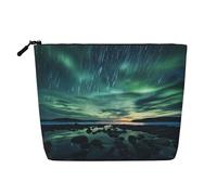 Sea under the Aurora Borealis Borsa da toilette e cosmetici da donna, borsa unisex per articoli da toeletta, borsa per la cura personale