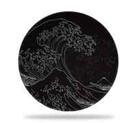 Sea Waves Tappetino per mouse rotondo da gioco bianco - 22,4 cm design onde giapponesi base antiscivolo, bordo cucito, spessore 0,3 cm