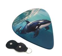 Sea Whale - Confezione da 6 plettri per chitarra con supporto, plettri per chitarra personalizzati, antiscivolo, portatili, ukulele, basso, 0,46 mm, per amanti della chitarra acustica, regali