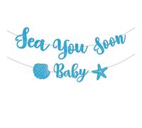 Sea You Soon Banner per bambini Glitter Blu Sea Shell Stella Marina Benvenuto Baby Banner Under The Sea Party Decorazioni per Ragazzi Ragazze Estate Oceano Tema Baby Shower Forniture