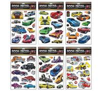 SEABABOO Adesivi Murali Veicoli Ragazzo Adesivi Murali 3D Cars 6 Fogli Sticker Da Muro Auto Da Corsa Trattore Adesivi Murali Auto per Camera Dei Bambini Ragazzi Camera Da Letto Stanza Bambino
