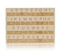 SEABABOO Braille Lavagna Dell'Alfabeto Per Bump Dots Braille De Alfabeto In Legno Lettere E Numeri Braille Lettere Di Legno Per Esercitarsi per Gli Anziani Non Vedenti Ipovedenti (Legno, 22x16 CM)