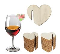 SEABABOO Marcatori Di Vetro Per Vino In Legno 50 Pezzi Marcatore Di Bicchieri Calici Forma Della Corona Segnabicchieri Decorazione per Calici Per Feste Bar Bicchieri Vino Cocktail