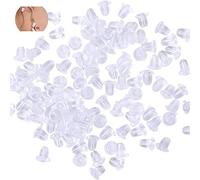 SEABABOO Orecchino In Gomma Trasparente Orecchini Tappo Morbida Trasparenti Morbide Plastica Orecchini Proiettile Fibbia Tappo Per Orecchini In Plastica Bianca Trasparente 5mm * 5mm (100 Pezzi)