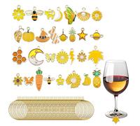 SEABABOO Segnabicchieri Marcatori Di Ciondoli 30 Pezzi Segna Bicchieri Calici Di Vino Riutilizzabile Ciondoli Per Calici Da Vino Tema Arancione Segnabicchieri per Bicchieri Da Vino