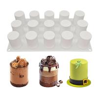 SEABABOO Stampo Cilindrico In Silicone 15 Cavità Di L37 X H52 MM Stampi Per Cioccolatini In Silicone Antiaderente Per Cioccolato Bomba Da Bagno Cheesecake Muffin Biscotti