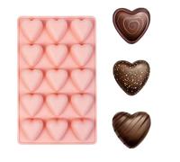 SEABABOO Stampo in silicone a forma di cuore, 15 cuori, 3 x 2,9 cm, a forma di cuore, stampo in silicone per cioccolato, fondente, cioccolatini, cubetti di ghiaccio, torte, mousse, 1 pezzo