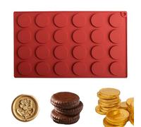 SEABABOO Stampo in Silicone Rotondo, 24 Cavità 3,3 cm Diametro Stampo per Cioccolatini a Forma di Monete d'Oro, Stampi per Cioccolatini Rotondo per Biscotti Rotondi, Mini Saponi, 1 Pezzo