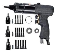 Seababyhouse Strumento per pistola a dado pneumatico, 1/4, 5/16, 3/8 inch (M6, M8, M10) Kit rivettatrice pistola a rivetto ad aria regolabile a velocità robusta con mandrini