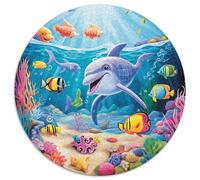 Seabed A School of Fish 1000 Pieces Circle Puzzle for Kids Aged 5-8 Made Animal Jigsaw Creative Hard Challenge 1000pcs (67.5x67.5cm)