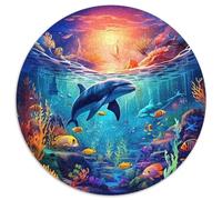Seabed A School of Fish 1000 Pieces Round Circle Jigsaw Puzzles for Adults And Kids Animal Geometric PrettyReliever Difficult Challenge 1000pcs (67.5x67.5cm)