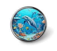 Seabed Coral Fish Delfini Distintivo Rotondo Spilla Carina Cappelli Giacche Decorazione Personalizzata Spilla Abbigliamento Gioielli Accessori per Festa di Nozze Regalo