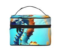 Seabed Coral Seahorse - Beauty case da viaggio per uomini e donne, adatto per articoli da toeletta, Nero , Taglia unica