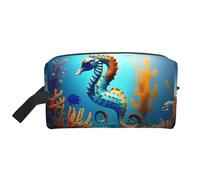 Seabed Coral Seahorse Borsa da viaggio di grande capacità per organizzare articoli da toeletta e piccoli oggetti, adatta per viaggi quotidiani e palestra