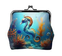 Seabed Coral Seahorse - Piccolo portamonete da donna, rettangolare, con chiusura a bacio, tascabile, mini portamonete da donna