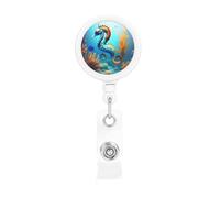 Seabed Coral Seahorse - Porta badge retrattile stampato, bobina identificativa con clip girevole a 360°