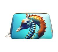 Seabed Coral Seahorse - Trousse portatile per cosmetici, da viaggio, unisex, con chiusura a cerniera, adatta per l'uso quotidiano, bianco, Taglia unica