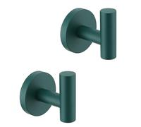 SEABEFORE Ganci per asciugamani, gancio per accappatoio, per bagno e cucina, accessori per il bagno, in acciaio inossidabile SUS 304, verde scuro, ganci per montaggio a parete, 2 pezzi (foratura