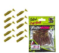 SEABUZZ Set di esche da pesca in gomma, 10 pezzi x 45 mm, per luccio, trota, lucioperca, pesce persico - set da pesca per acqua dolce e salata (Motor Oil Seed)