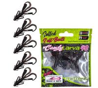 SEABUZZ Set di esche da pesca in gomma Candy Larva 5 pezzi x 48 mm - luccio trota pesce persico - esca artificiale - pesce pesce predatore - attrezzatura da pesca per acqua dolce e salata (Black/Mix