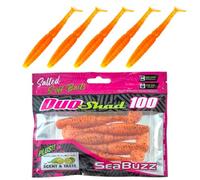 SEABUZZ Set di esche da pesca in gomma Duo Shad 5 pezzi x 100 mm - luccio trota pesce persico - esca artificiale - pesce pesce predatore - attrezzatura da pesca per acqua dolce e salata (arancione)