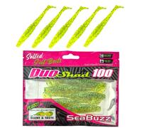 SEABUZZ Set di esche da pesca in gomma Duo Shad 5 pezzi x 100 mm - luccio trota pesce persico - esca artificiale - pesce pesce predatore - attrezzatura da pesca per acqua dolce e salata (Clear