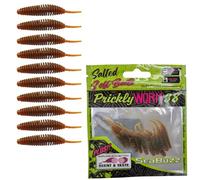SEABUZZ Set di esche da pesca in gomma Prickly Worm, 10 pezzi x 38 mm, per luccio, trota e persico, esche artificiali per pesci predatori, attrezzatura da pesca in acqua dolce e salata (Cola)
