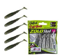SEABUZZ Set di esche da pesca Zulu Shad 5 pezzi x 75 mm - luccio luccioperca pesce persico - esca artificiale per trote & pesce gatto - Set da pesca per acqua dolce e salata (Dark Night/Seed)