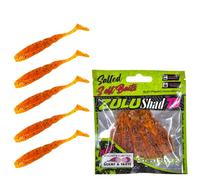SEABUZZ Set di esche da pesca Zulu Shad 5 pezzi x 75 mm - luccio luccioperca pesce persico - esca artificiale per trote & pesce gatto - Set da pesca per acqua dolce e salata (Light Motor Oil/Seed)