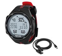 SEAC Action, Computer da Subacquea per Immersioni e Apnea, Dive Manager per PC/Mac, Allarmi di Sicurezza, Dive Log, Nero/Rosso HR +USB