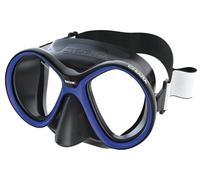 SEAC Chiara, Maschera Bivetro in Vetro Temperato per Immersione e Snorkeling con Fibbia 3D, con Testiera in Tessuto o Silicone , Nero Blu