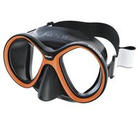 SEAC Chiara, Maschera Bivetro in Vetro Temperato per Immersione e Snorkeling con Fibbia 3D, con Testiera in Tessuto o Silicone , Arancio