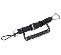 SEAC Corda di Sicurezza a Spirale Estensibile con Moschettone e Due Occhielli Unisex Adulto, Nero, 1.3 m