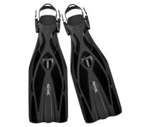 SEAC F1, Pinne da Subacquea Leggere 730 g per Alte Prestazioni in Immersione, Cinghiolo Regolabile Unisex Adulto, Nero, S/M