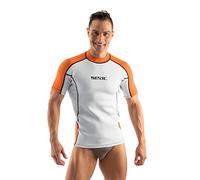 SEAC Fit Short, Maglia in Neoprene 2 mm a Maniche Corte, Ottima Come Sottomuta da Sub o Rash Guard da Surf e Nuoto Uomo, Bianco/Arancione, L