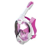 Seac Magica, Maschera Snorkeling Full Face Integrale Anti Appannamento con Morbido Facciale in 4 Taglie, Valvola di Spurgo e Snorkel Dry Top, bianco/rosa, S/M