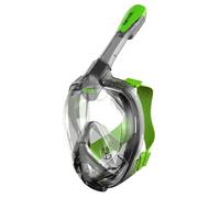 Seac Magica, Maschera Snorkeling Full Face Integrale Anti Appannamento con Morbido Facciale in 4 Taglie, Valvola di Spurgo e Snorkel Dry Top, grigio/verde, L/XL
